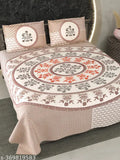 Double cotton bedsheet (90*108 inches), Qfab Pari Creations, ethnic motifs, fine quality flat sheets. Two pillow covers included for summer use