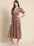 Indian cotton printed Anarkali and kurtis, short sleeves, vibrant pattern - L (Bust 40in), XL (Bust 42in), XXL (Bust 44in)