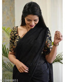 Designer Georgette saree with dupion silk blouse, vibrant dyed and embroidered net patterns, Indian fashion on display