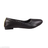 Black synthetic leather bellies ballerinas by Happi Shoppi - comfortable and embellished for women's wardrobe