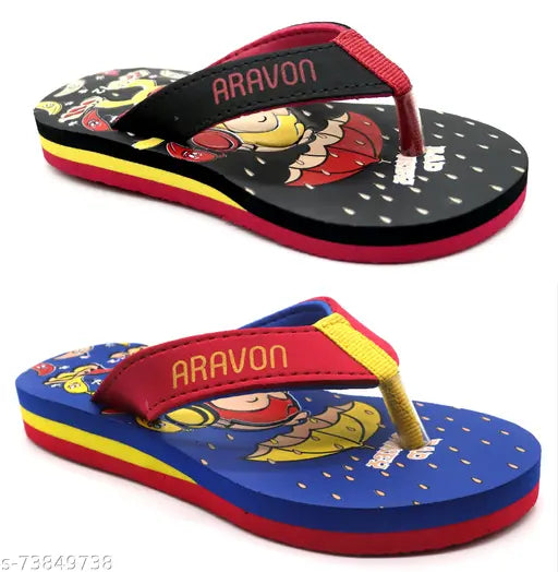 Cartoon character EVA foam kids slippers with printed net pattern, durable artificial leather and rexine material