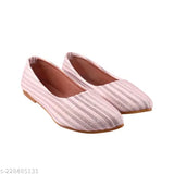 Synthetic striped bellies, comfortable and casual women's flats, slip-on design, India-made footwear