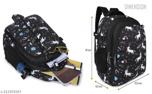 Blue nylon printed medium laptop backpack with 3 compartments, padded air mesh shoulder straps, durable, lightweight, eco-friendly, water-resistant, and stain-resistant. Perfect for college students or school children in India