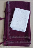 Wine-colored Georgette Saree with white embroidered blouse, trendy fashion for women and girls, India origin