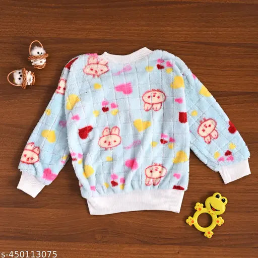 Wool kids winter sweater, printed net pattern for 1-2 years in cold weather style