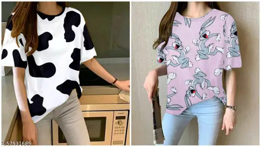 Large Lycra printed women's t-shirt, OVER SIZETshirts, India origin