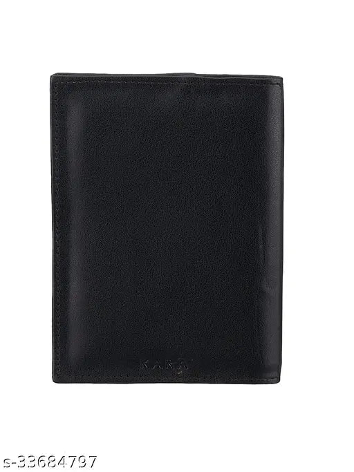 Black PU leather travel organizer, passport holder cover for men and women, features 1 compartment, solid pattern, free size (10cm x 14cm)