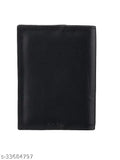 Black PU leather travel organizer, passport holder cover for men and women, features 1 compartment, solid pattern, free size (10cm x 14cm)