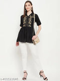 Rayon embroidered women's shirt, three-quarter sleeves, S - XXL, Indian craftsmanship