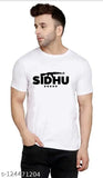 Indian polyester round neck t-shirt featuring Sreevinayak Sidhu Moose Wala print, short sleeves, size M (38in chest, 38in length), suitable for casual wear