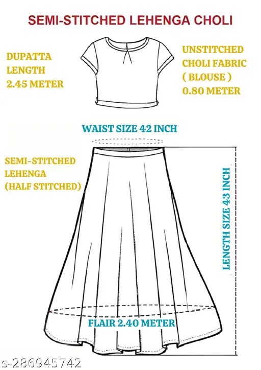 Designer net embroidered lehenga choli set with semi-stitched blouse and matching dupatta, free size, 2.5m dupatta length, best for normal occasions