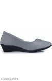 Stylish patent leather ballerinas in grey for women - solid design, slip-on style