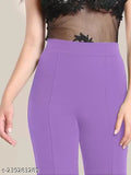 Women's flared pink purple cotton blend trousers pack, regular fit, solid pattern, size 28, 30, 32, 34, 36, Indian-made wardrobe essential