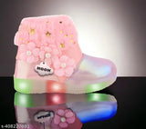 Pink embellished LED light slip-on shoes for kids ages 1-11 years, Indian origin