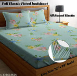Pista Green Amrange Premium Cotton King Size Bedsheets with 2 Pillow Covers, 180 TC Supersoft, Fits up to 4-10 inches Mattress, Floral Pattern