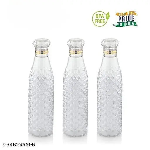 Clear plastic unbreakable water bottles (1000ml each) - ideal for office, sports, school, travel, gym, yoga. Durable design, BPA free, leak proof