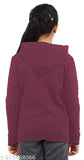 Cotton blend girls sweatshirt/hoodie, printed design, long sleeves and pockets - casual winter wear for kids aged 2-14 years (India)