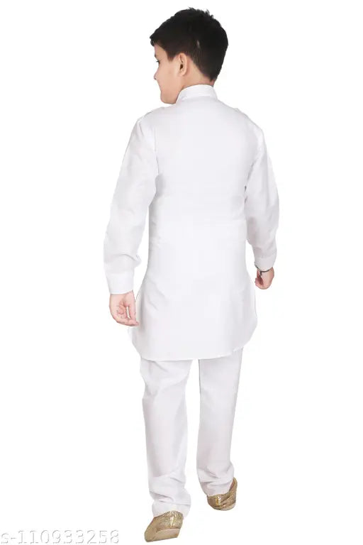 Kids cotton Pathani Kurta Pajama set in solid pattern, traditional Indian clothing for kids aged 1-12 years