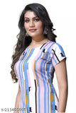 Multicolor crepe straight kurti for plus size women, Indian ethnic wear with printed combo