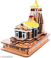 Pine wood Kedarnath ji Temple model, handcrafted, Indian shrine decor for home office or car dashboard, size 9x55x10 cm