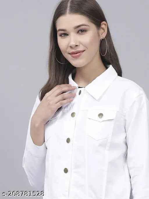 Stylish denim women's jacket (India), solid-colored three-quarter sleeve, sizes S-XL