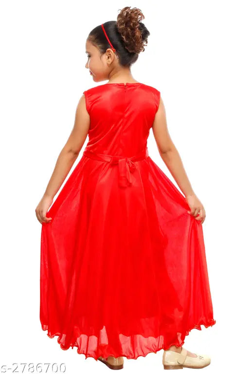 Red crepe sleeveless party dress for girls (1-2 years) from RNR Fashion