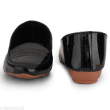 Black patent leather SKOLL Shiney Pointy Bellies for women's slip-on shoes - modern casual footwear