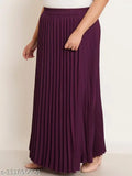Purple crepe, plus size maxi skirt with accordion pleats and elastic waistband, available in multiple sizes from 26-48 inches