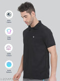 Black Cotton Solid Polo T-shirt, LUX Men's premium design with logo, Indian-made men's lounge wear/casual tee