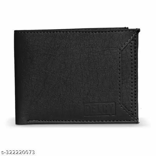 Faux leather bi-fold wallet, brown for men and boys, 5 compartments, solid pattern, India-made accessory