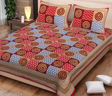 144 TC Queen Size Cotton Bed Sheet with Pillow Covers, Ethnic Motifs, Anti-Allergic, Eco-friendly