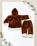 Brown silk blend self-design net long sleeve baby bodysuit, 0-3 months, India origin