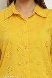 Mustard chiffon Chikan shirt and pant set on hanger, Indian traditional clothing for men, high-quality chiffon fabric