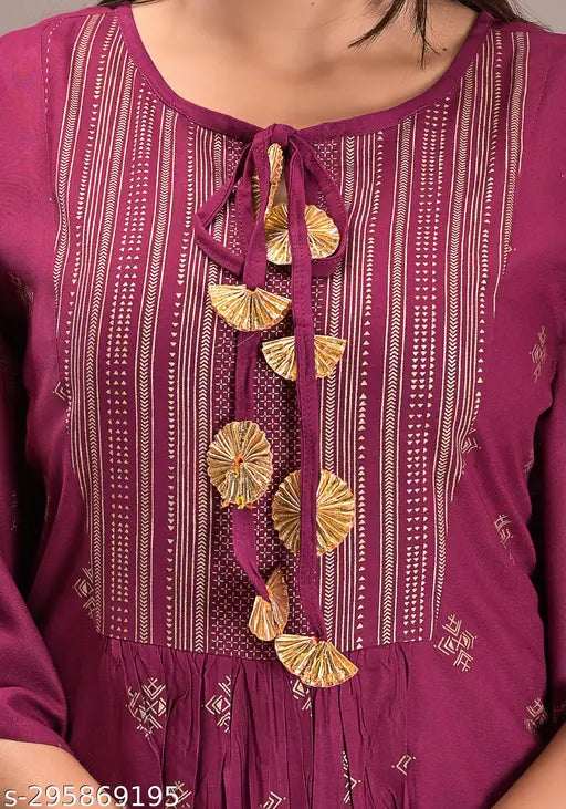 Rayon floral kurta set with palazzos, printed net, women's fashion from KASHISHIYA