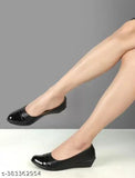 Black patent leather ballerina flats by Laxmi Trace - Solid style, slip-on design for women