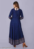 Blue Rayon embroidered kurti with three-quarter sleeves, printed combo for Indian summer fashion