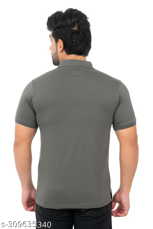 Breathable polycotton regular fit polo t-shirt for men, solid color in casual wear style - Indian origin