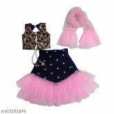 Viscose Rayon and Super Net embellished Indian girls lehenga choli set, safe for kids' skin, aged 12 months to 7 years
