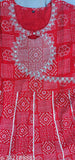 Rayon women's bandej printed anarkali kurta with three-quarter sleeves, featuring keyhole neck and Indian print design
