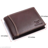Brown leather RFID blocking men's wallet, 6 card slots, bi-fold design, genuine leather, slim, stitching details