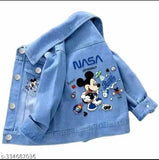 Unisex denim jacket with NASA print, long sleeves for kids aged 3-8 years, made in India
