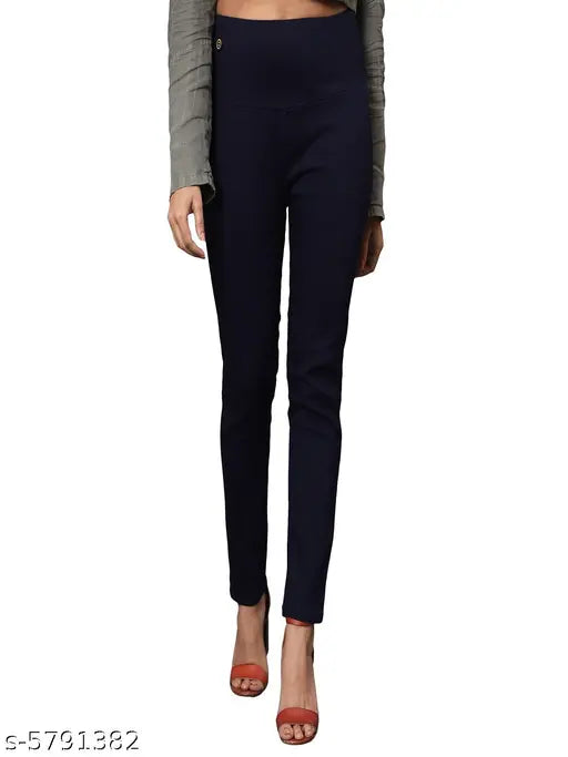 Royalblue-Navyblue denim jeggings, stretchable high waist and skinny fit for women's wardrobe