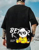 Hiden Brooks Men's Black Oversized Panda Printed Cotton Blend T-Shirt, ideal for everyday wear and various activities, made in India