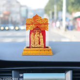 Gold-plated Acrylic Shree Ram Darbar showpiece for Hindu car dashboard or office table, Indian crafted religious idol decor