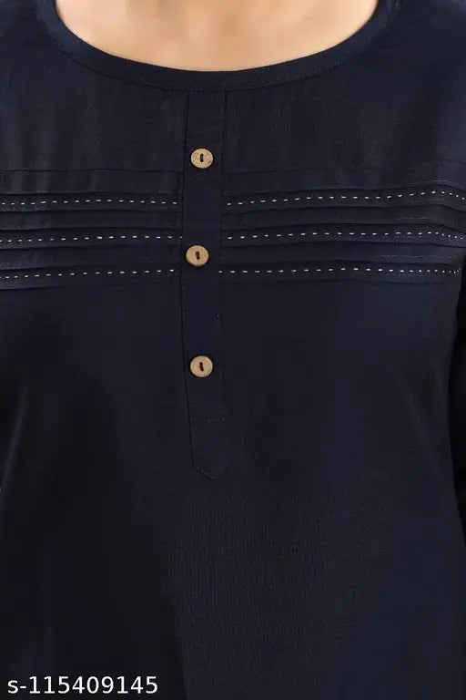 Dream & Dzire women's black rayon cotton embroidered regular fit top in small/plus size, contemporary casual fashion