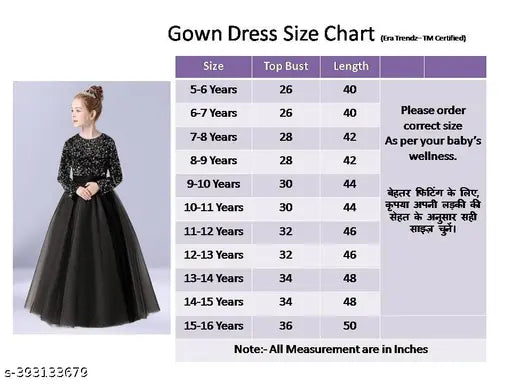 Stylish sequin work long length gown dress for girls, net fabric with embroidered pattern. Ready to wear in various functions and sizes available from 3-4 years up to 15-16 years. Zipper included for easy wear. Indian origin