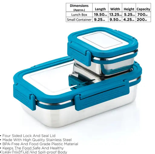 Stainless steel, leak-proof Venice premium lunchbox - durable, easy to clean, and perfect for kids' meals (12cm x 12cm x 12cm)