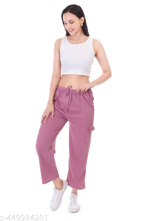 Charming pink crepe pyjama set for women & girls - soft, breathable fabric, calf-length style