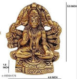 Panchmukhi Hanuman Idol, golden finish, traditional design, home decor/worship, Indian artistry