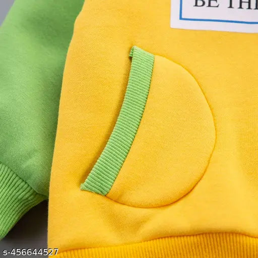 Multicolor Kids Unisex Wool Hoodie Sweatshirt, printed design on long sleeves, ideal for winter play